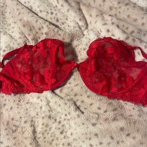 VICTORIA SECRET Red Floral Lace Underwire Bra - Women Intimates 38 DD